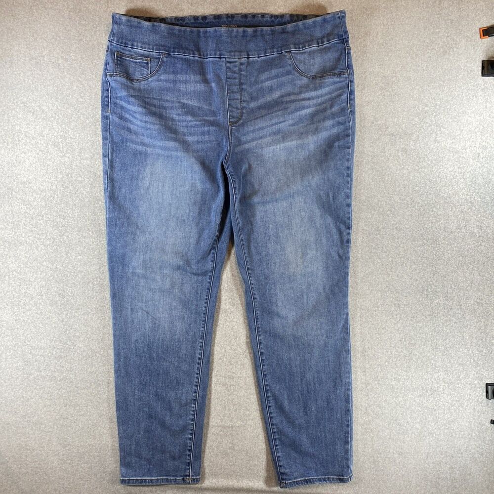 Chicos Denim Pull On Jeggings Blue Jeans Women Pant 3.5 (XL Size 18) Stretch